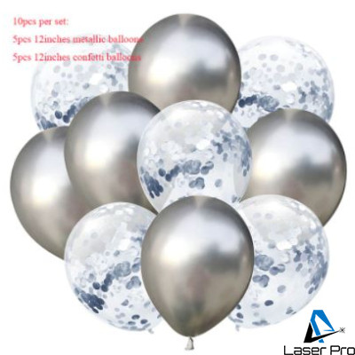 10 Balloons - metal silver colour 