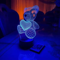 3D lamp Bear with a heart