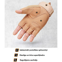 Tactical Hard Knuckle Half finger gloves (size L) - black colour
